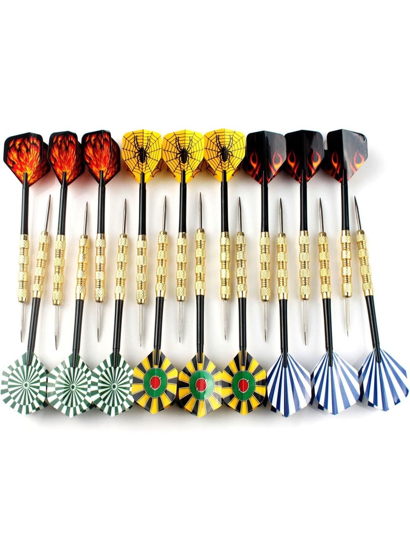 jaexest 18 Pcs Iron Tip Darts Set – Metal Copper Plating Darts 6 Types Professional Throwing Darts Steel Tip for Dartboard Birthday Parties Backyard Family Fun 14g - Image 1
